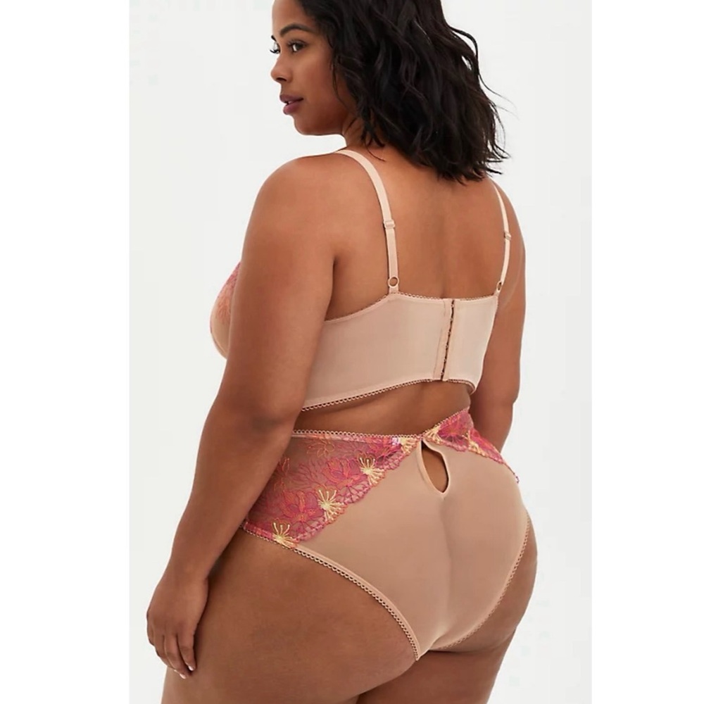 Torrid Underwire Embroidered Mesh Unlined Lace Longline Bra and Panty NWT - Picture 4 of 16